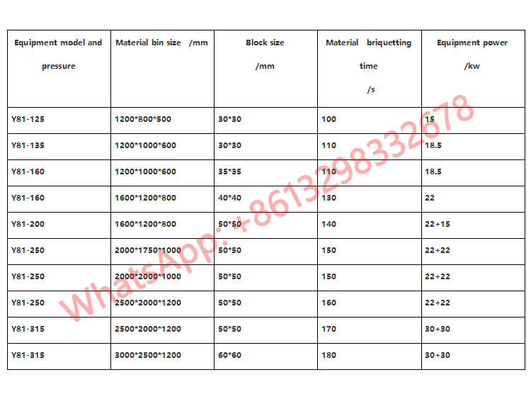 Metal Briquetting Machine parameter1